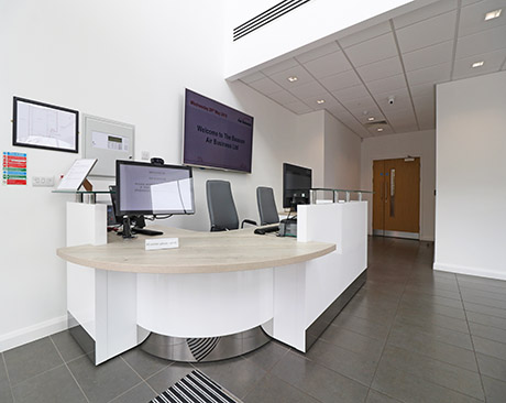reception desk in new office design and build