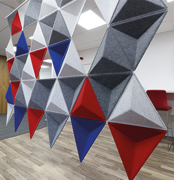 sound barriers in the office in brand colours