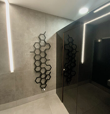 modern staff bathroom with unique features