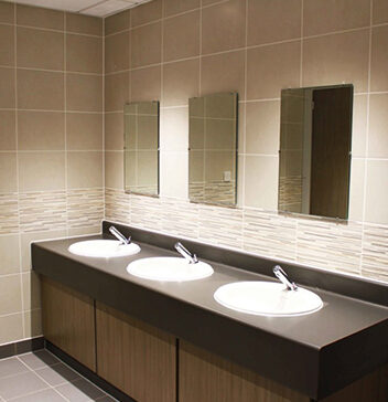 multiple wash basins in staff washrooms