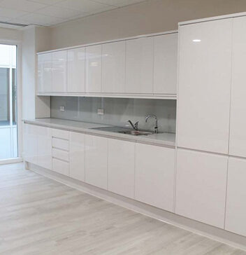 Modern white office kitchen